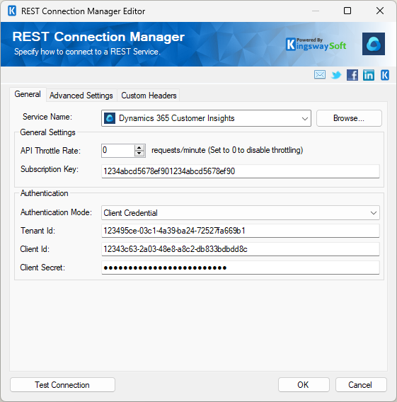SSIS Dynamics 365 Customer Insights Connection Manager - Client Credentials